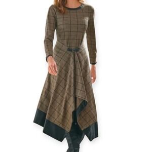 Soft Surroundings PXL Tartan Plaid Kilt Wrap Asymmetrical Maxi Dress‎